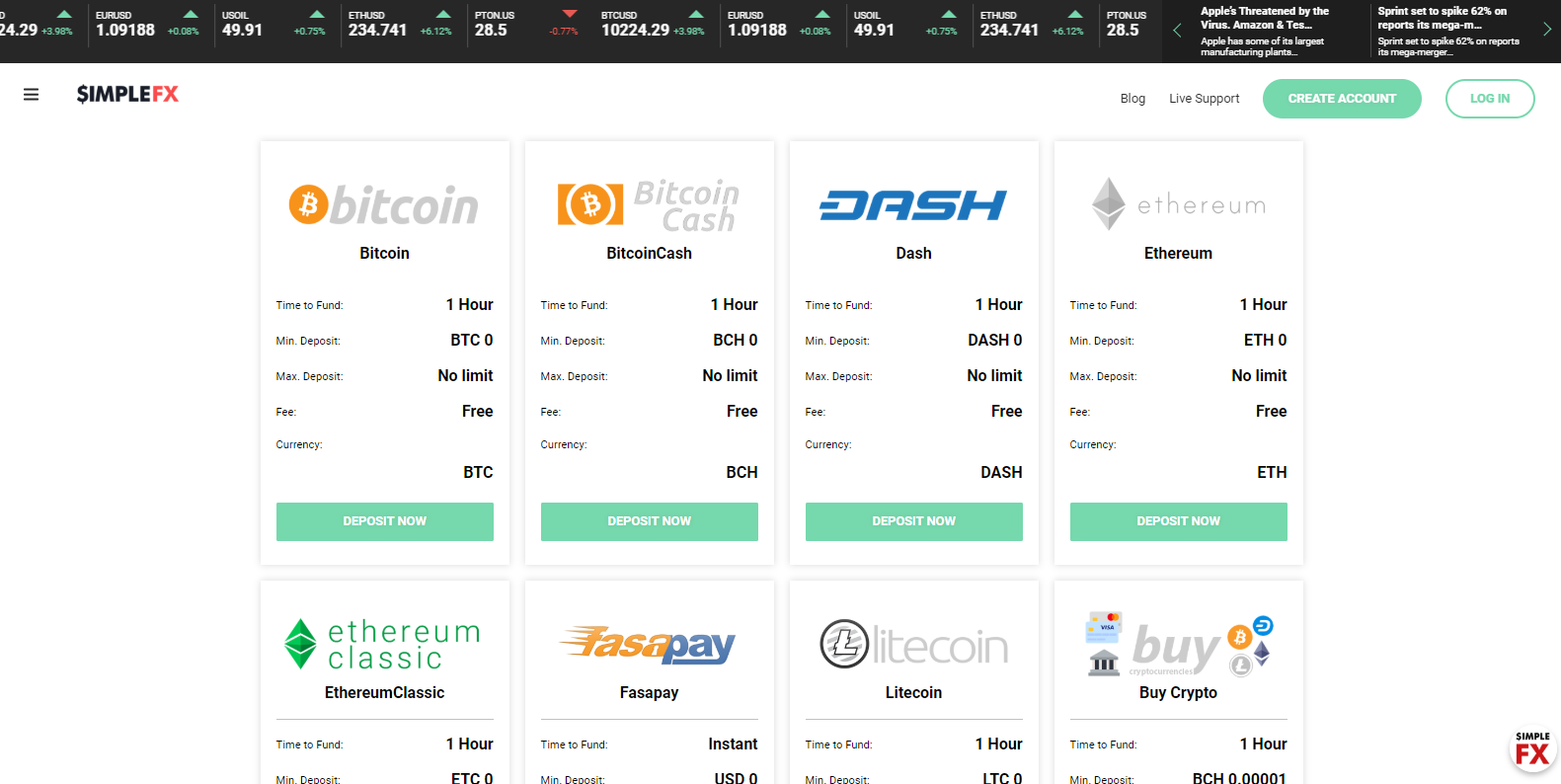 SimpleFX deposit and withdrawal options SimpleFX deposit and withdrawal options